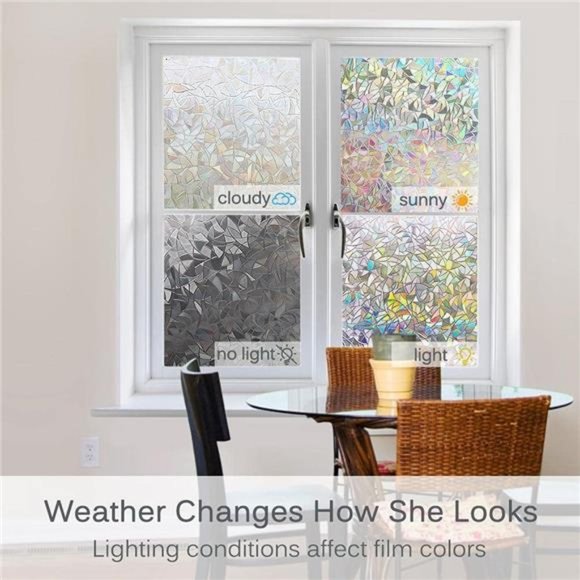 Window Privacy Film Static Clings Vinyl 3D Decals, Stickers Rainbow Film - Picture 4 of 6